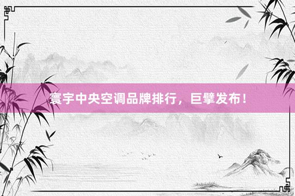 寰宇中央空调品牌排行，巨擘发布！