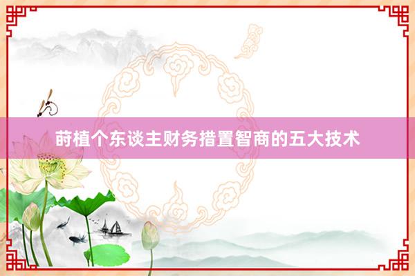 莳植个东谈主财务措置智商的五大技术