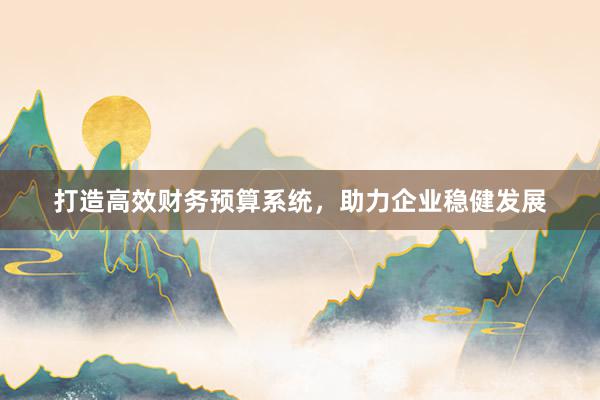 打造高效财务预算系统，助力企业稳健发展
